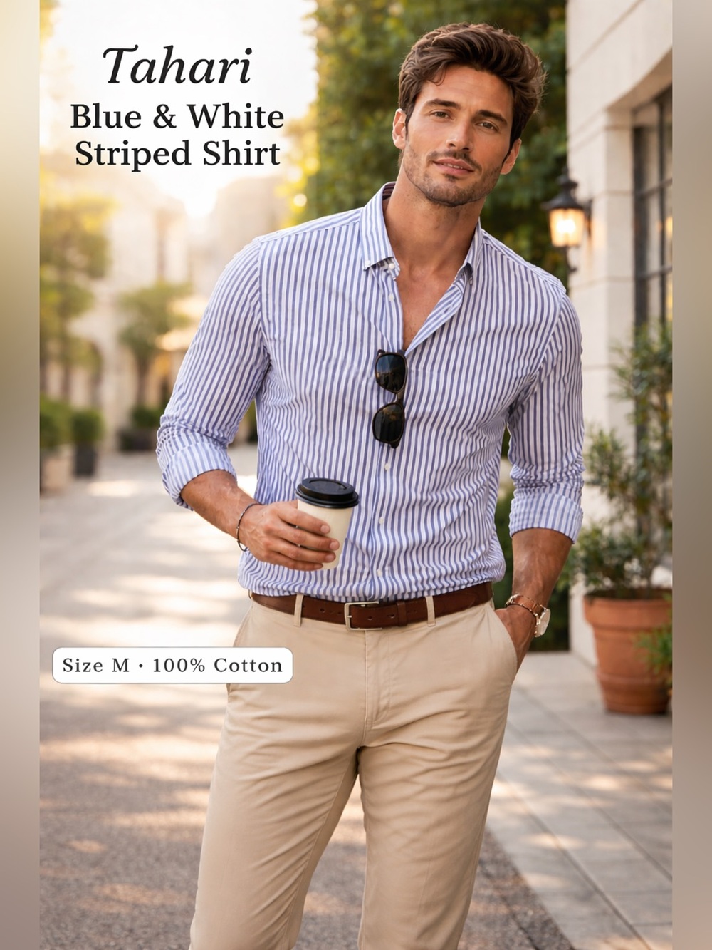 Tahari Men's Blue Striped Shirt